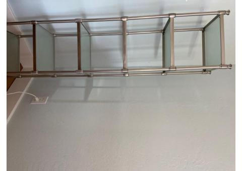 Polished nickel and glass etagere